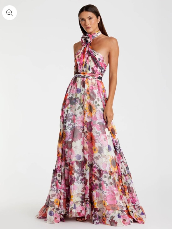 Mac Duggal Dresses & Skirts - MAC DUGGAL Multicolor Asymmetrical Ruffled Halter Floral Gown
